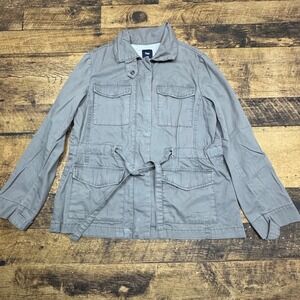 Gap Utility Jacket Lightweight Military‎ Anorak Drawstring Waist Gray Large